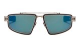 Balmain Titan Lunettes de soleil unisexe argent géométrique bleu 59mm