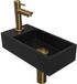 INK - Fonteinpack Quartz Links incl. Fonteinkraan - Design Sifon - Design Plug en Montageset - 360x180x90 Mm - Quartz Zwart/mat Goud