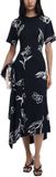 Desigual Floral Short-Sleeve Dress with Round Neck Wo - Black Dresses