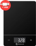 Kitchenwell Digitale Precisie Keukenweegschaal – Weegschaal Keuken - 1gr - 15kg – Tarra Functie - USB Oplaadbaar - Zwart
