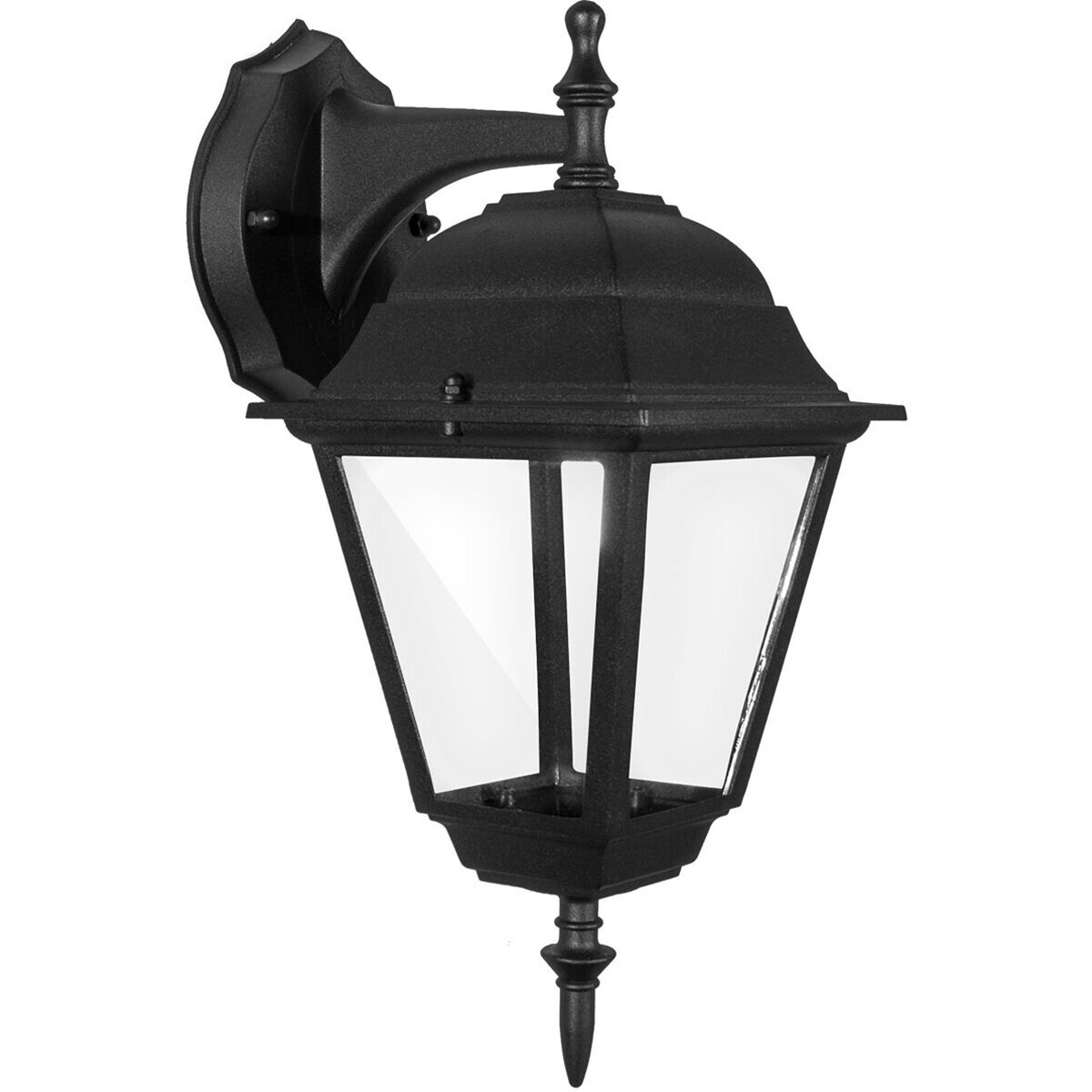 BES LED LED Tuinverlichting - Buitenlamp Nostalgisch - Aigi Nuosty Down - E27 Fitting - Mat Zwart - Aluminium