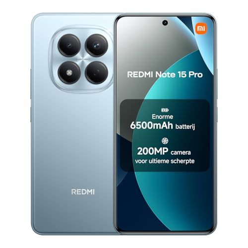 Xiaomi Redmi Note 15 Pro Smartphone 12+512 GB 6500 mAh Batterij 200 MP Camera IP65 6,77" FHD+ AMOLED Display Glacier Blue 2 Jaar Garantie Oplader niet inbegrepen