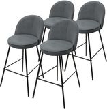 ML-Design Barkruk set van 4 antraciet 52x102x50 cm met rugleuning en voetensteun tot 120 kg