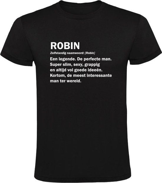 Sol's Robin grappig Heren T-shirt Zwart - Katoen - Maat S