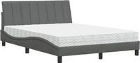 vidaXL Bed met matras "Hanko" stof donkergrijs 140x200 cm