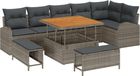 vidaXL Tuinbank Set 9-delig Grijs Polyrattan