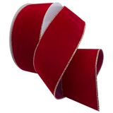 Morex Ribbon Flocked Wired Velvet Ribbon, 4 inch bij 50 Yards, Berry Red