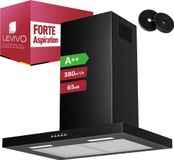 LEVIVO A++ Dunstabzugshaube 60cm mit Umluft & Abluft mit 380 m³/h Luftstrom, Dunstabzugshaube mit 2 Aktivkohlefiltern, 2 Fettfiltern, 3 Leistungsstufen