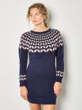 Apricot Mini-jurk met chevronpatroon