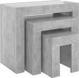 vidaXL - 3-delige - Tafeltjesset - bewerkt - hout - betongrijs