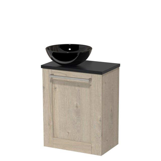 Maxaro Modulo Toiletmeubel 41 cm Lichtgrijs Eiken - Mat Zwart
