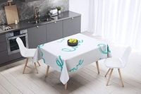 Bonamaison Tafelkleed, Anti-Mold, Sneldrogend, Waterdicht, 100% Polyester Tafellaken, Turkoois, wit, 140 x 140 Cm