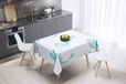 Bonamaison Tafelkleed, Anti-Mold, Sneldrogend, Waterdicht, 100% Polyester Tafellaken, Turkoois, wit, 140 x 140 Cm