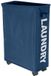 BAKAJI Vuile wasmand, smal, ruimtebesparend, opvouwbaar, van stof, decoratie met netgreep, handvat en 4 wielen, afmetingen: 39 x 20 x 56 cm (blauw)