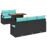 vidaXL Tuin Sofa Set 6 st 5-Aantal zitplaatsen Zwart en blauw