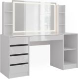 Vicco Kaptafel met licht Sherry Wit/Wit Hoogglans 158.2 cm met LED-spiegel