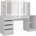 Vicco Kaptafel met licht Sherry Wit/Wit Hoogglans 158.2 cm met LED-spiegel