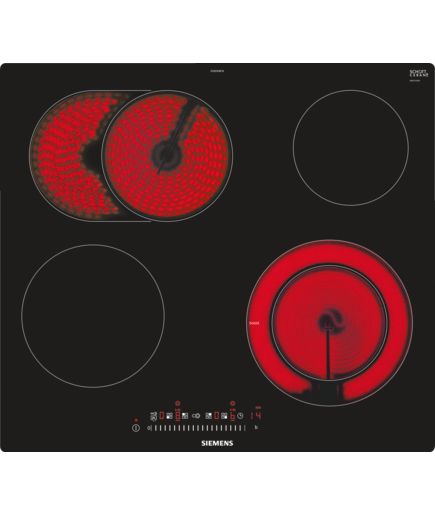 Siemens ET601FNP1E - Ceramic Hob - Black & Stainless Steel - 4 Zones