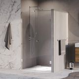 Brauer Void - Carving Nisdeur - 2-Delig - Helder Glas - 110 x 200 cm - Omkeerbaar - met Draaideur 60 cm - Aan Muur - incl. Glascoating - Chroom