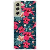 Samsung Bedrukt siliconen hoesje compatibel met Galaxy S21 FE Hibiscus Fuchsia