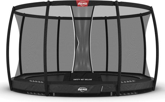 BERG Champion InGround 380 Trampoline - Rond - Veiligheidsnet Deluxe - Grijs