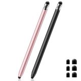 GlasFlength 2-in-1 Universele Touchscreen Stylus Pen met Magnetische Rubberen Punt en 6 Reserve Opzetstukken voor iPad, iPhone, Samsung, Huawei, Xiaomi, Surface, Chromebook (Zwart + Roségoud)
