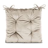 AmeliaHome Stoelkussen met banden 40 x 40 cm, zitkussen fluweel look, Aleksa crème