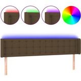 Tête de lit LED marron foncé 203x16x78/88 cm tissu