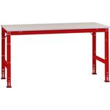 Manuflex AU6074.3003 Werk aanschuiftafel universele standaard met staalbeslag schijf, bxdxh = 1500 x 1200 x 760-870 mm Robijn-rood