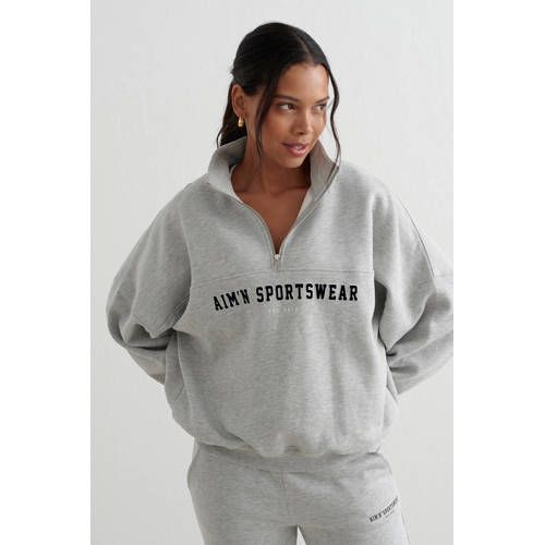 Aim'n Varsity sweater grijs melange