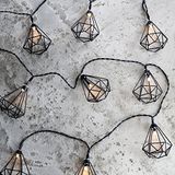 Lights4fun, set van 10 LED-lichtjes, diamantvorm, warm wit licht, met timer, op batterijen, geschikt voor binnenshuis