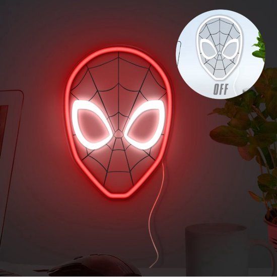 Paladone Spider-Man LED Neon Light – Officieel Gelicentieerde Marvel Wandlamp, 26 cm, USB-Voeding