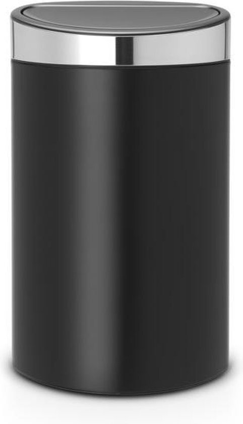 Brabantia Touch Bin with Plastic Inner Bucket, 40 L - Black with Matt Steel Fingerprint Proof Lid