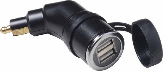 Din Hella Dubbele USB lader voor motoren - Zwart