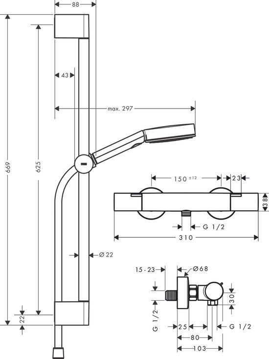 Hansgrohe Pulsify Glijstangcombinatie Chroom - 24262000