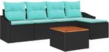 vidaXL - Tuinbank - Set - 4 zitplekken - Zwart - Polyrattan