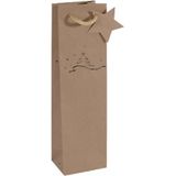 SIGEL GT039/5 flessengeschenkzakjes van kraftpapier, set van 5, 35 x 10 cm, bruin, Kerstmis