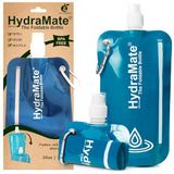 HydraMate Opvouwbare drinkfles, zachte fles, 750 ml, met karabijnhaak | Draagbare waterzak, BPA-vrij. Licht en flexibel: intrekbare en herbruikbare reisfles voor camping, festival.