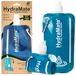 HydraMate Opvouwbare drinkfles, zachte fles, 750 ml, met karabijnhaak | Draagbare waterzak, BPA-vrij. Licht en flexibel: intrekbare en herbruikbare reisfles voor camping, festival.