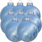 Othmar Decorations Boules de Noël de luxe - 8x pièces - 8 cm - bleu - verre - finition glacée