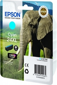 Epson Elephant Singlepack Cyan 24XL Claria Photo HD Ink single pack / cyaan