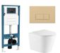 QeramiQ Dely Toiletset - Inbouwreservoir - Slimme Zitting - Beige Bedieningsplaat - Glans Wit