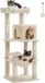 Road Carton arbre à chat avec cadre en métal et hamac en peluche, cage pour chat pour chats adultes avec une maison avec 2 portes, une étagère pour chat à 6 niveaux avec poteaux à gratter et un grand perchoir supérieur, beige, 116 cm