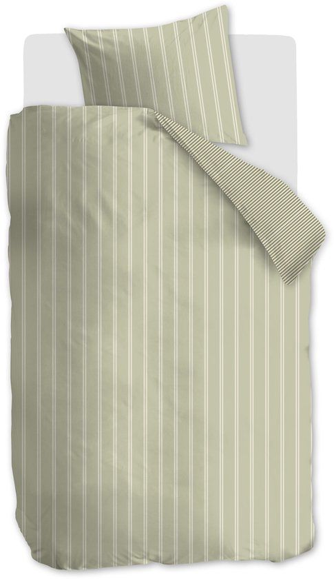 Vtwonen Mini Stripe dekbedovertrek - Eenpersoons - 140 x 220 cm - Groen