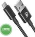 Travelhawk USB-A naar Lightning Kabel - Oplaadkabel iPhone - Oplader iPhone - Fastcharging - 2 Meter - Zwart