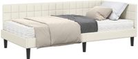 vidaXL Hoekbedframe met Matras Crème 90 x 190 cm Fluweel