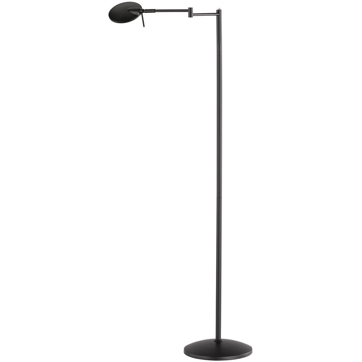 BES LED LED Vloerlamp - Trion Kazin - 8W - Warm Wit 3000K - Dimbaar - Rond - Mat Zwart - Aluminium