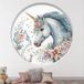 Autocollants Trompe L'Oeil Arche Ronde Enfants - Licorne Fleurs - Diamètre 90 Cm