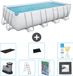 Bestway Rechthoekig Power Steel Zwembad - 549 x 274 x 122 - Grijs - Inclusief Pomp - Ladder - Afdekzeil - Solar Mat - Vloertegels - 8-delig