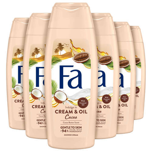 Fa Fa Cream&Oil Cacaobutter & Coco Oil douchegel - 6 x 250 ml - voordeelverpakking